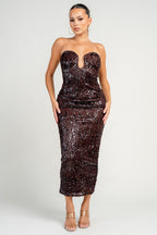 Sequin Storm Dress | Brown