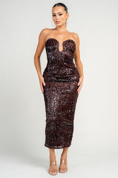 Sequin Storm Dress | Brown