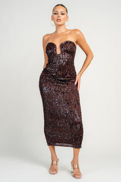 Sequin Storm Dress | Brown