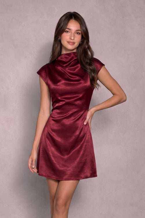 Satin State of Mind Dress | Burgundy