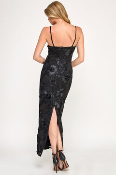 Floral Rosette Dress | Black