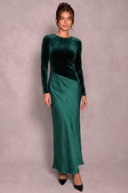 Satin Meets Velvet Dress | Hunter Green (FINAL SALE)