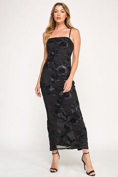 Floral Rosette Dress | Black