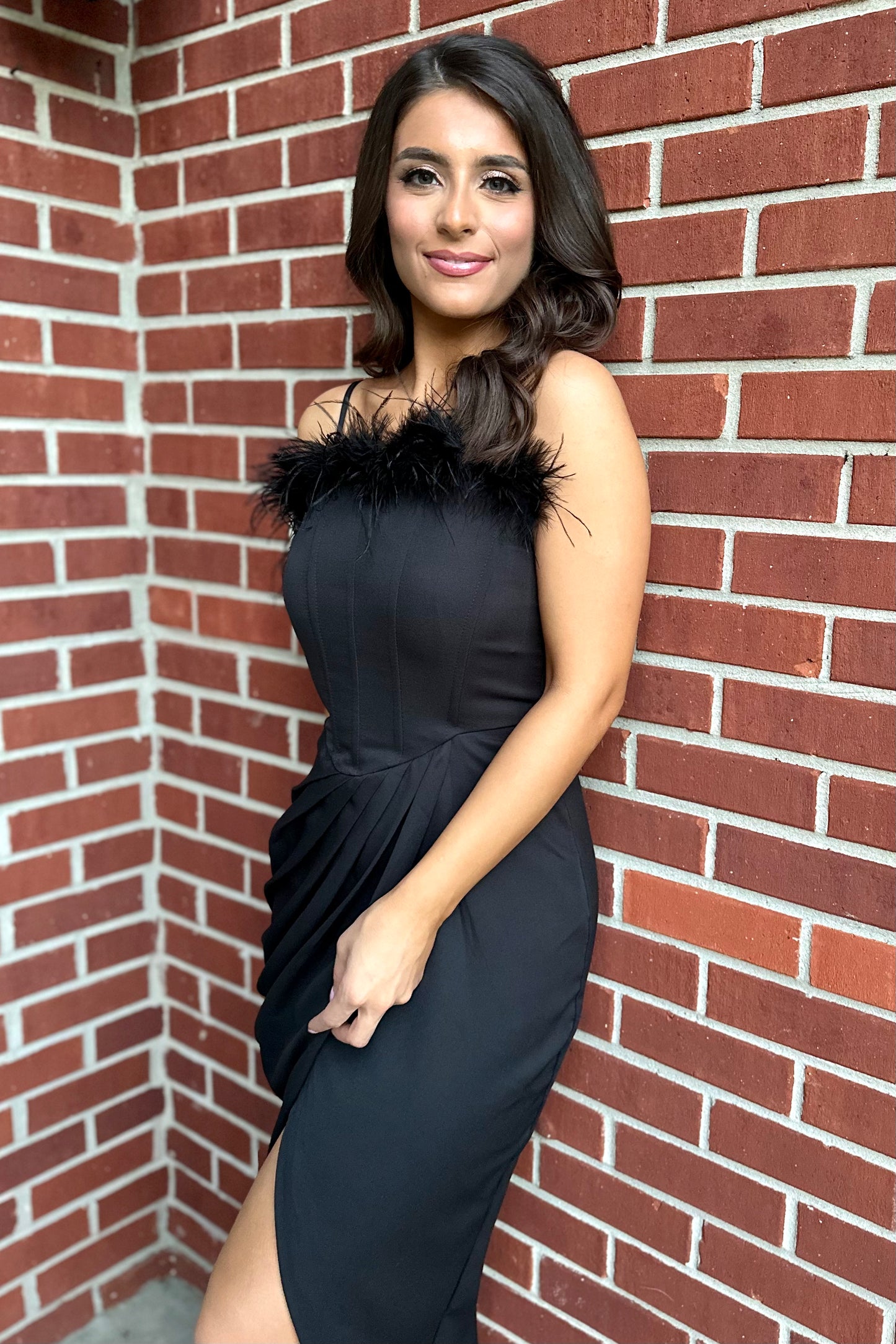 Feather Frenzy Dress (Black)