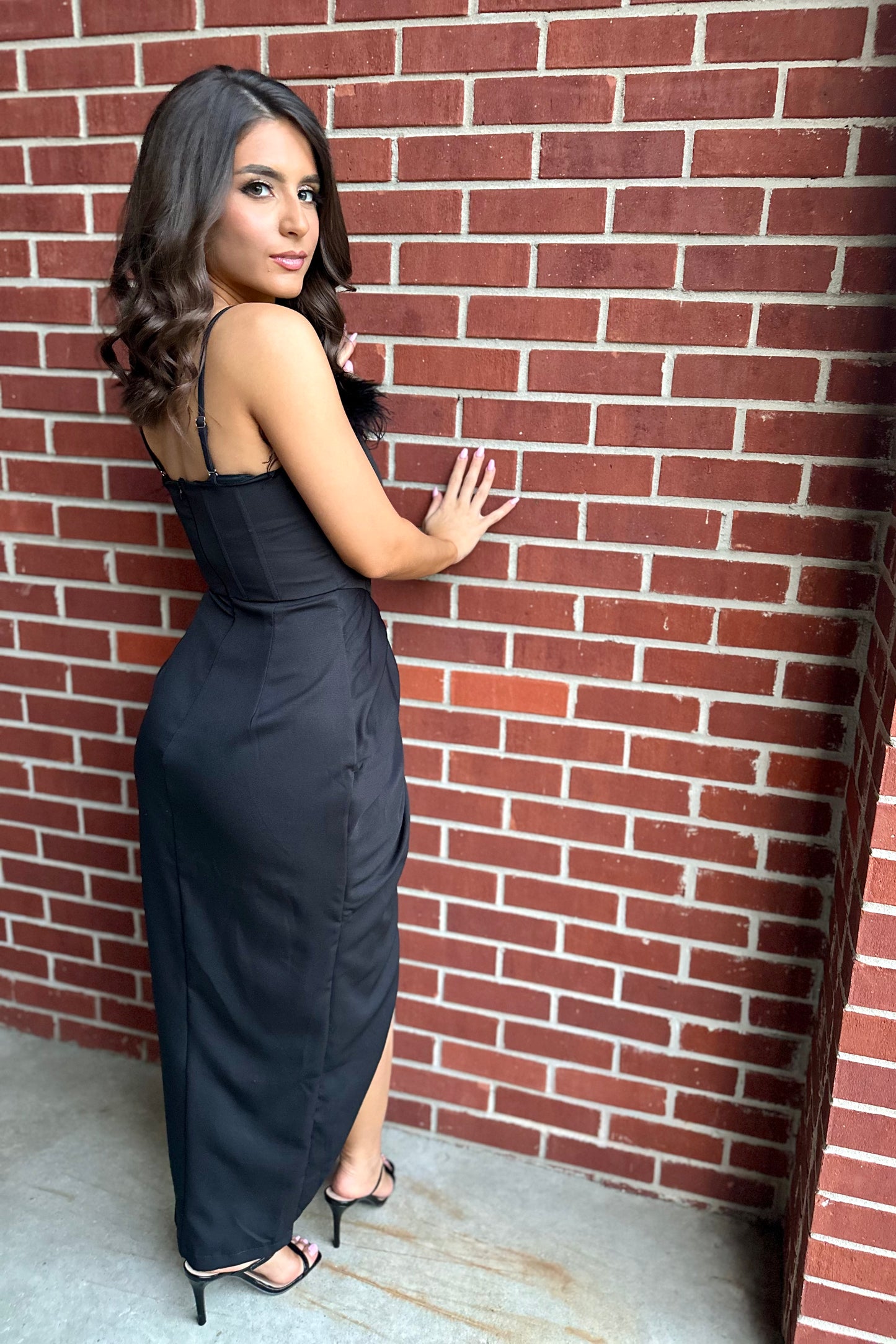 Feather Frenzy Dress (Black)