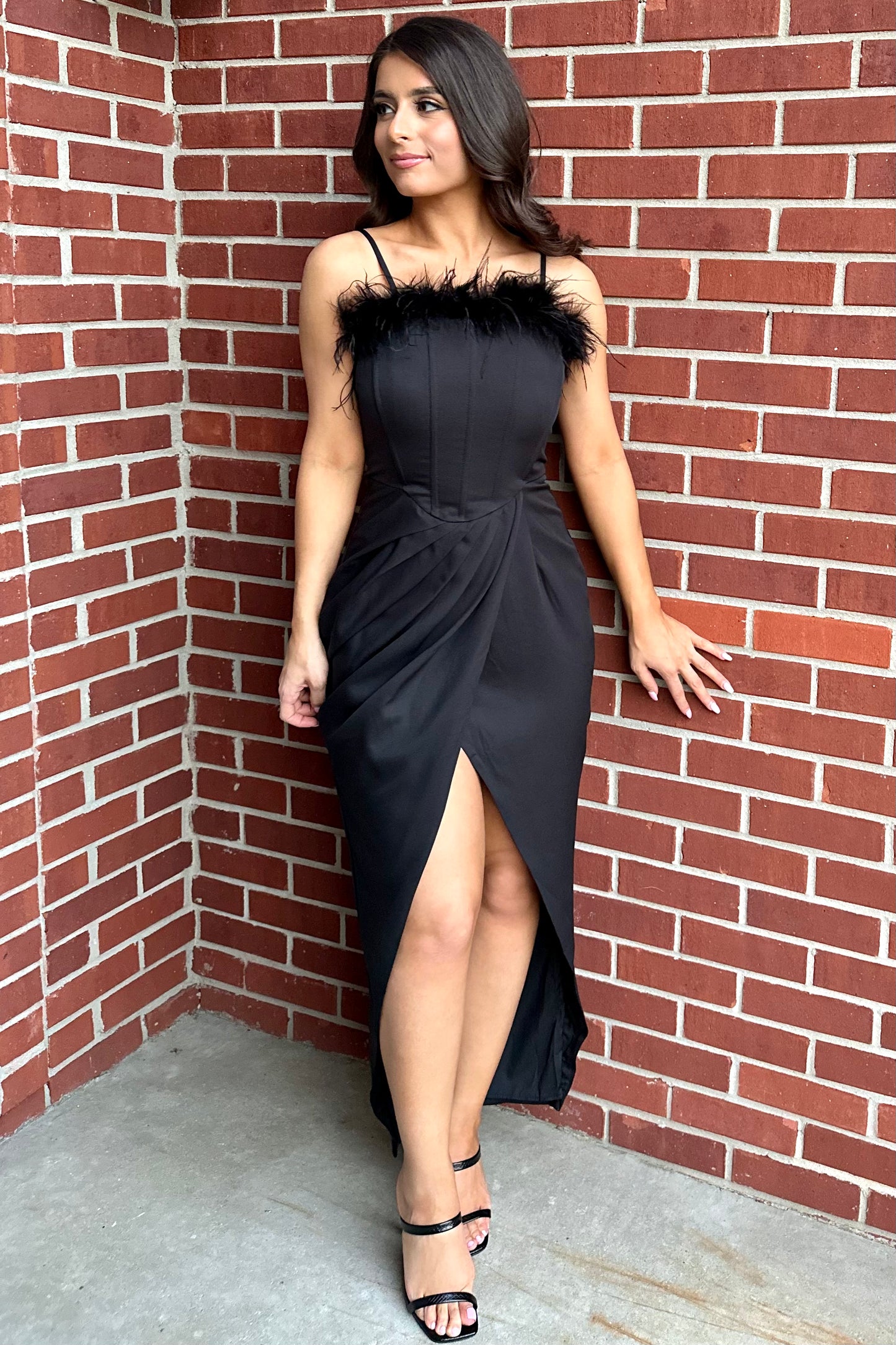 Feather Frenzy Dress (Black)