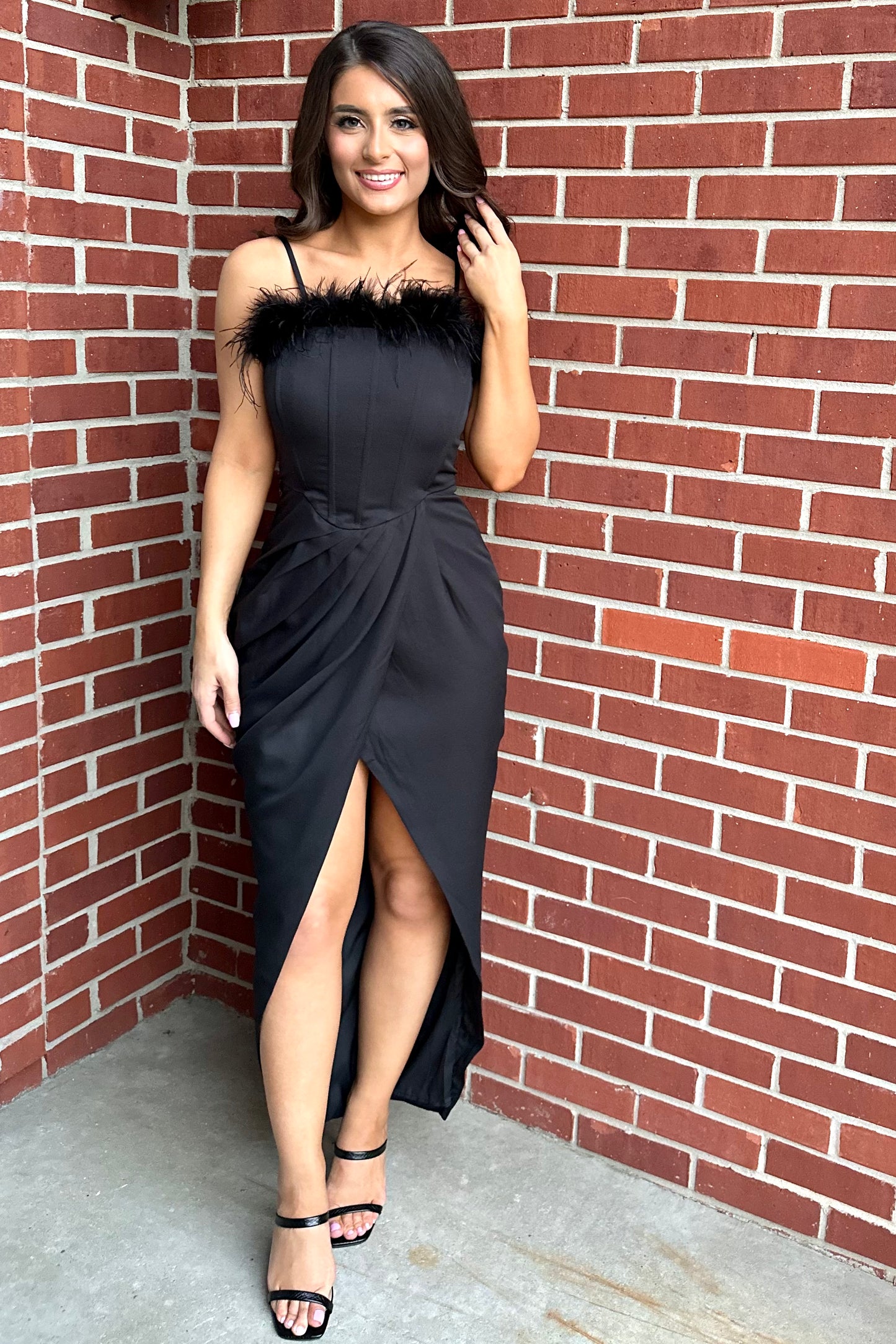 Feather Frenzy Dress (Black)