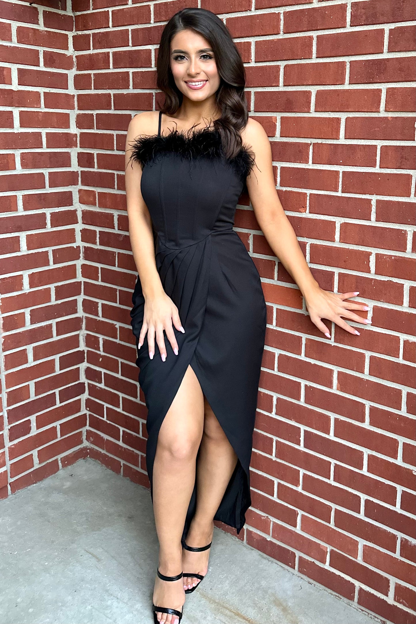 Feather Frenzy Dress (Black)