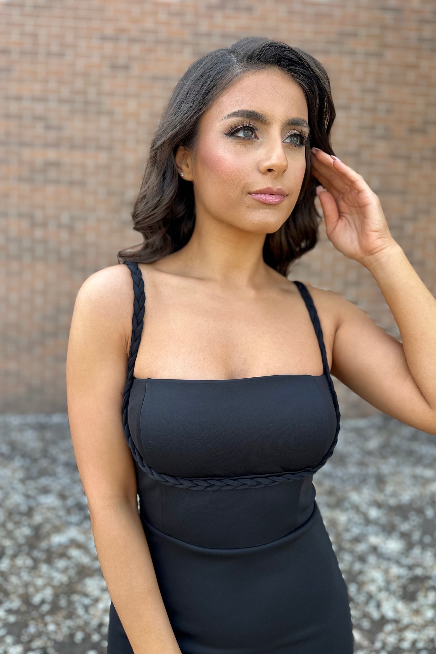 Braid Effect Dress (Black)