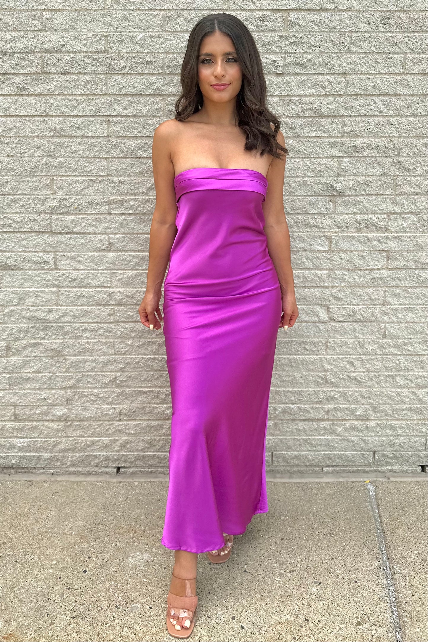 Satin Serenade Dress (Purple)