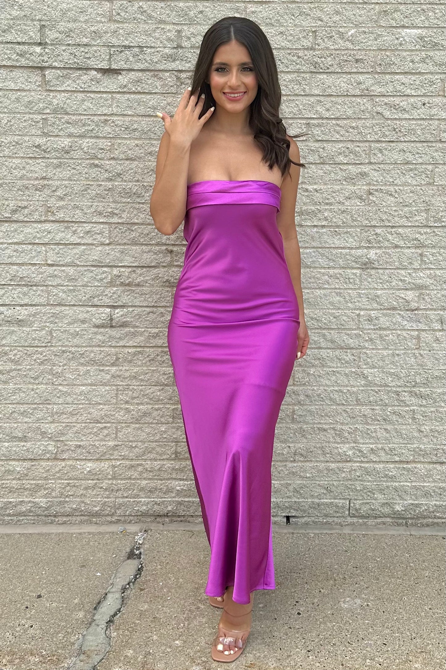 Satin Serenade Dress (Purple)