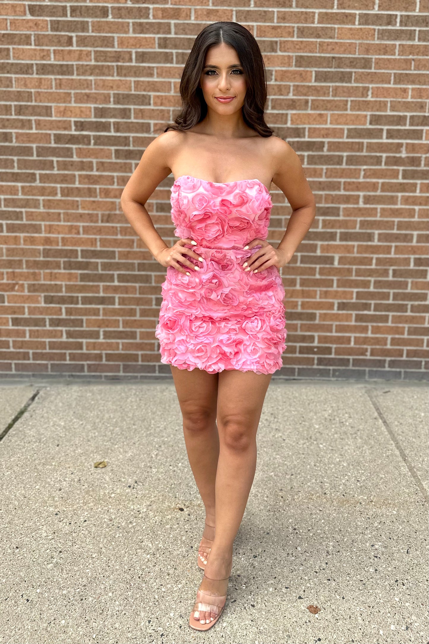 Floral Rosette Dress (Pink)