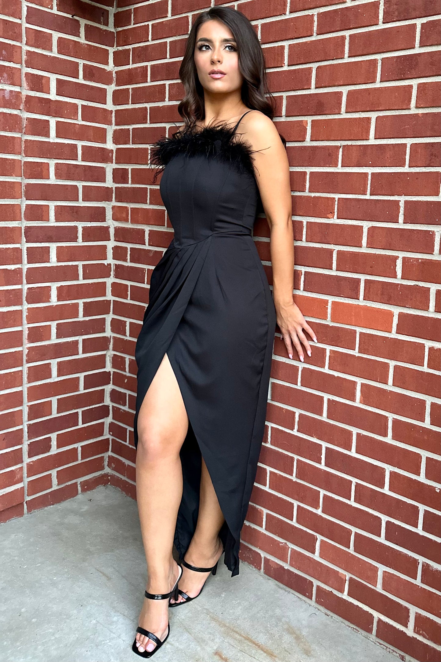 Feather Frenzy Dress (Black)