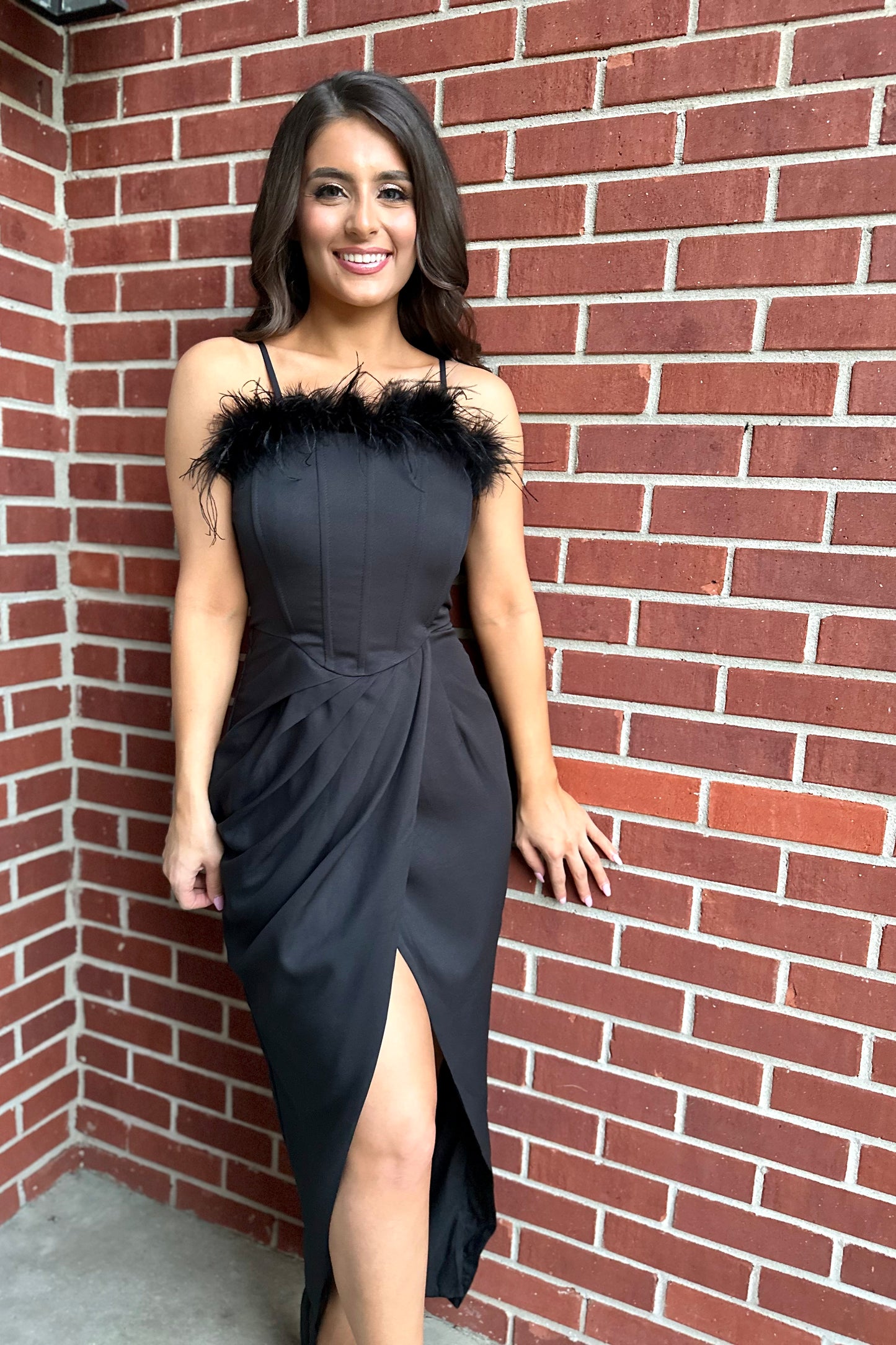 Feather Frenzy Dress (Black)