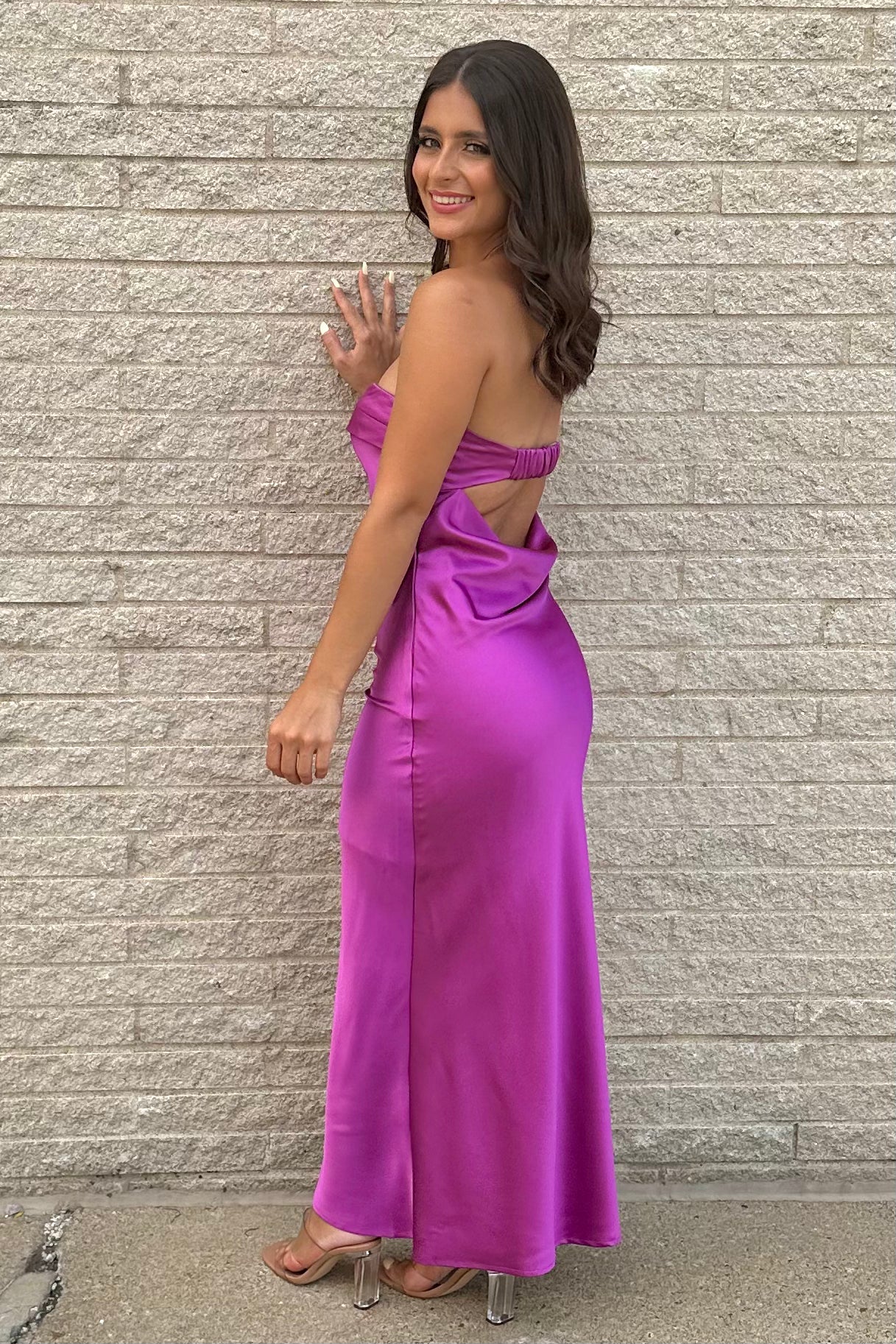 Satin Serenade Dress (Purple)