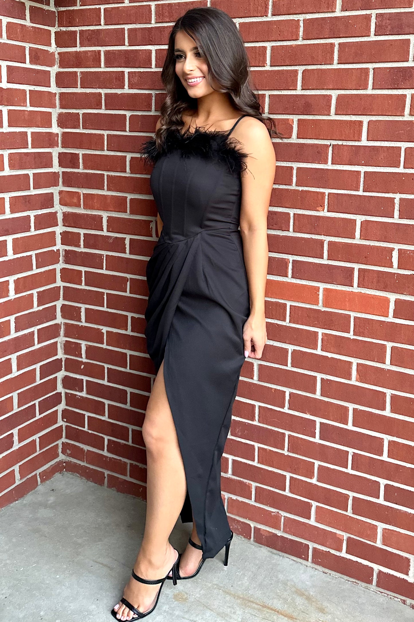 Feather Frenzy Dress (Black)