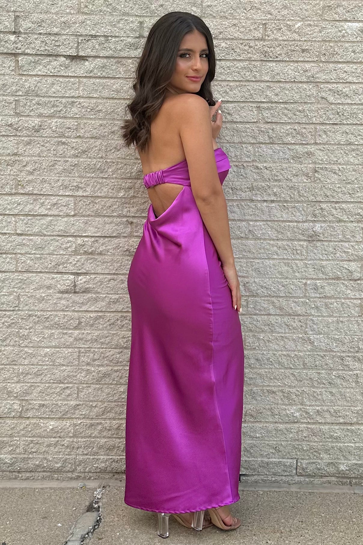 Satin Serenade Dress (Purple)