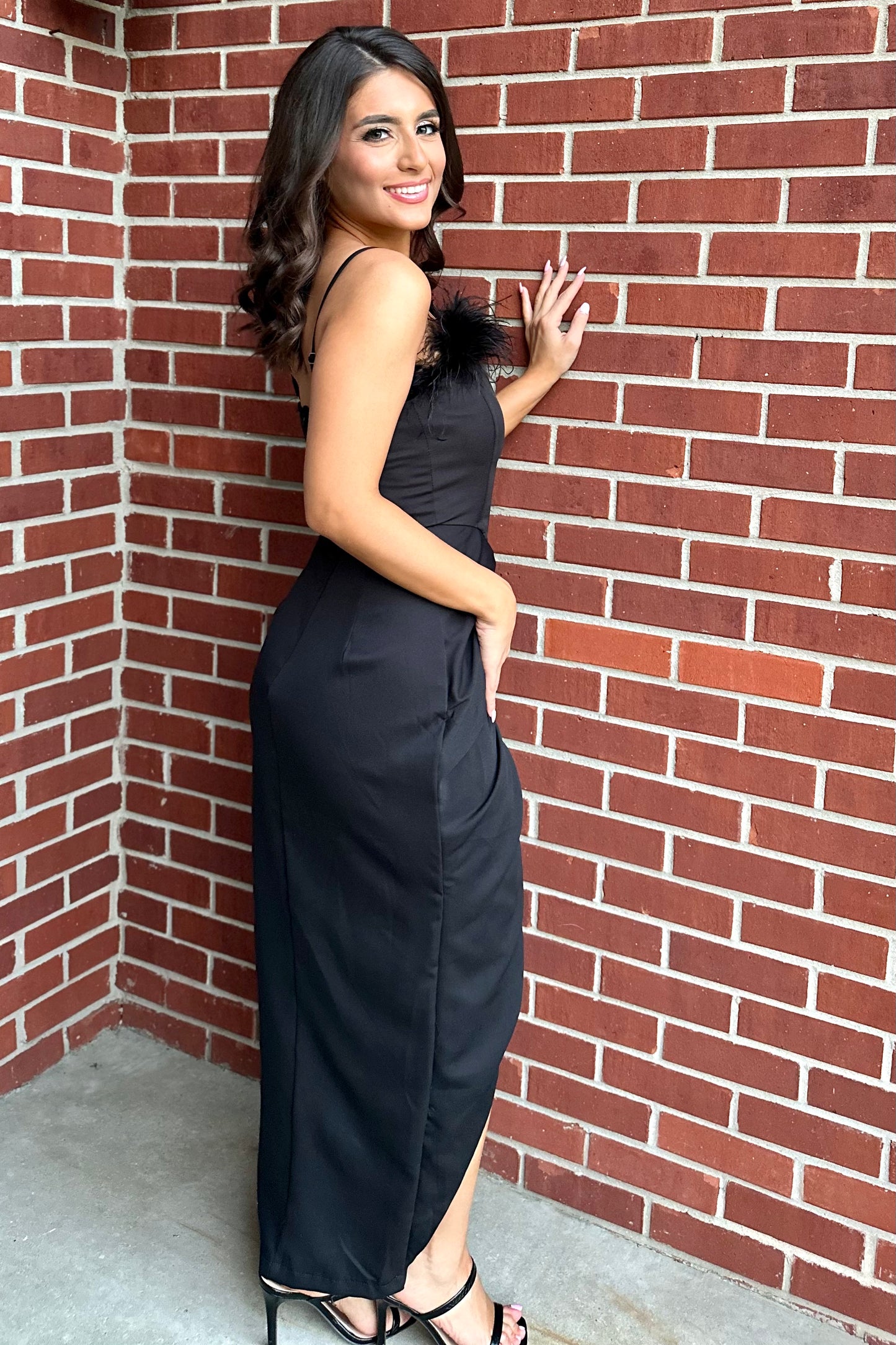 Feather Frenzy Dress (Black)
