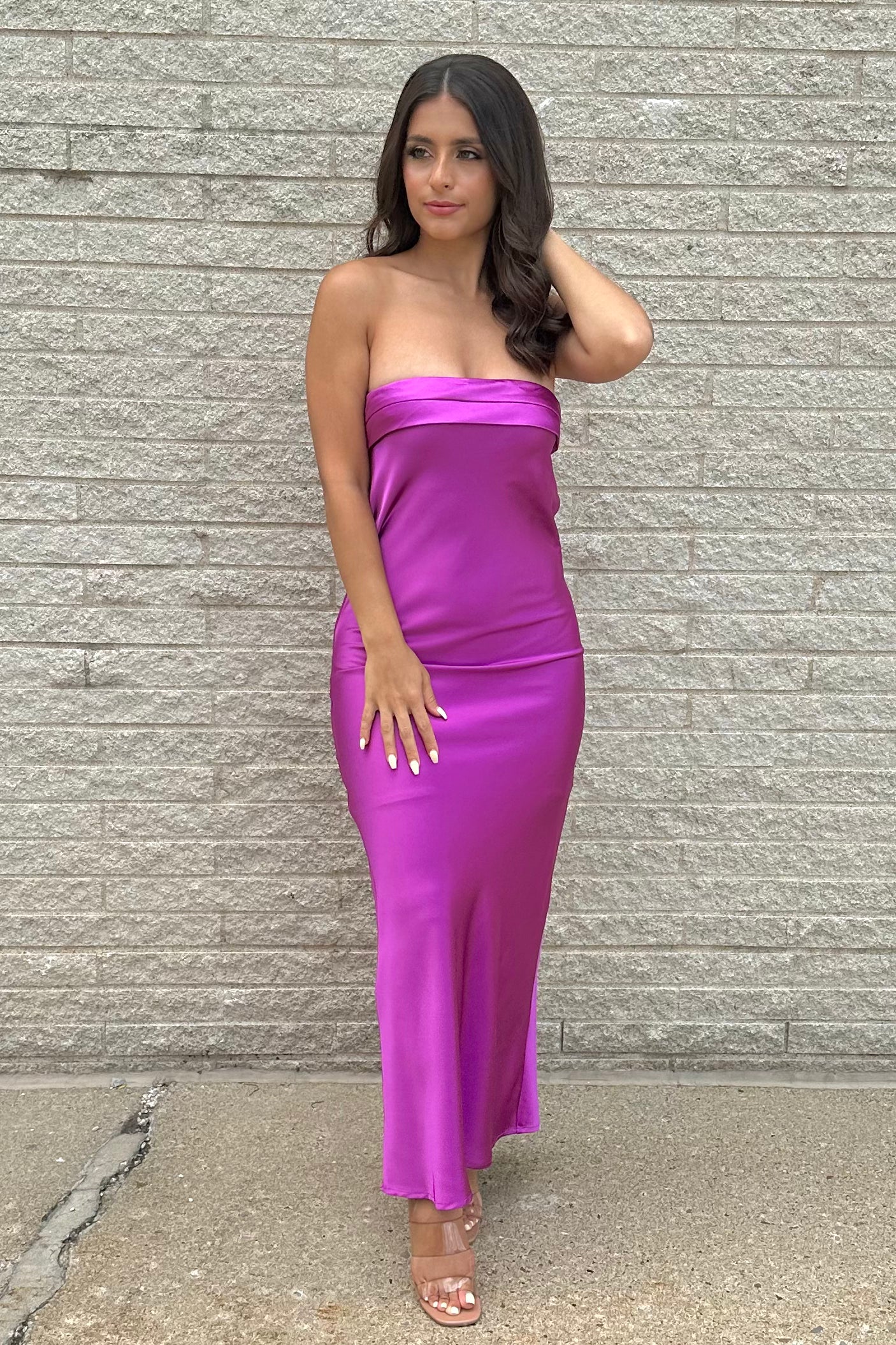 Satin Serenade Dress (Purple)