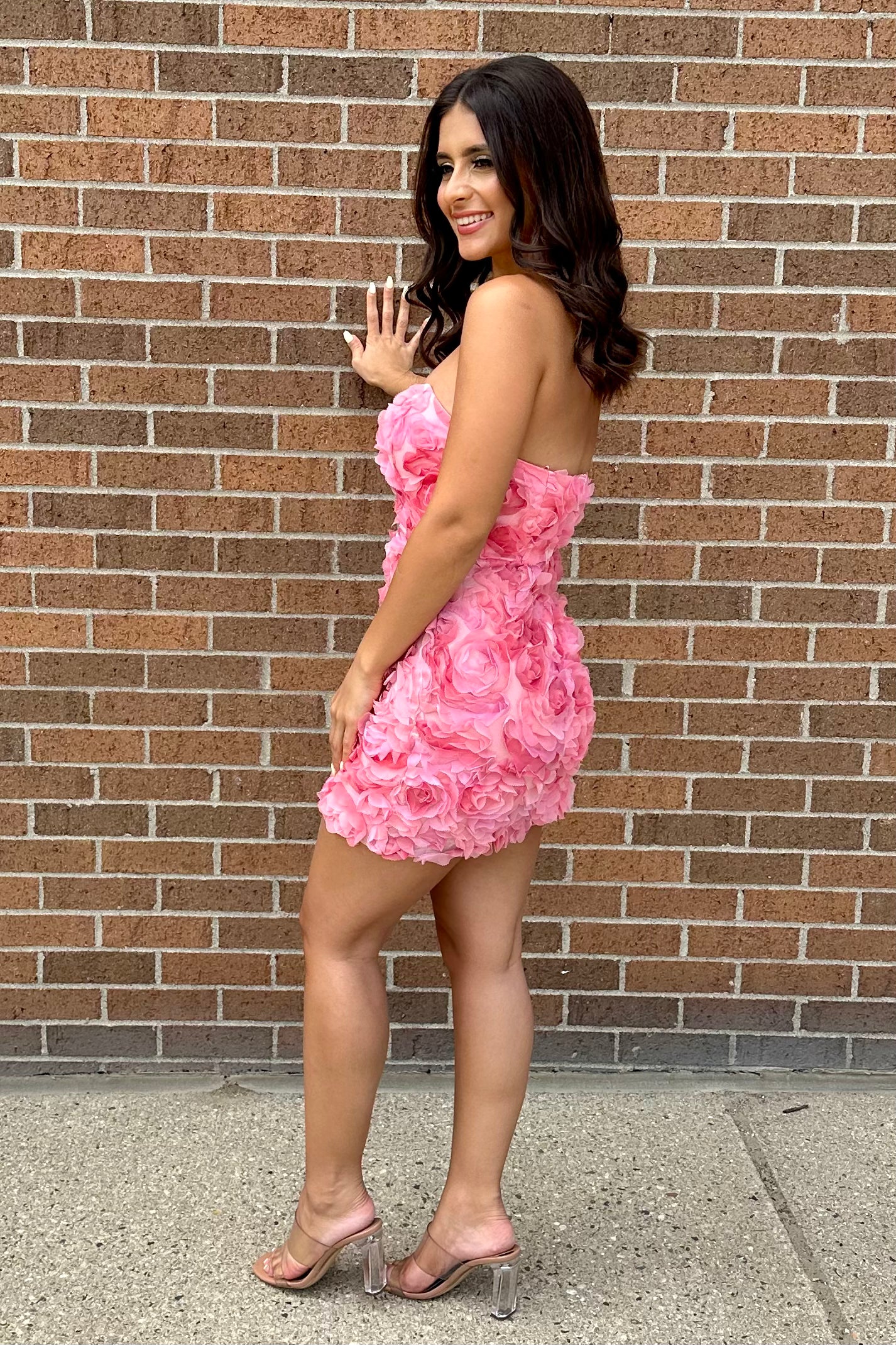 Floral Rosette Dress (Pink)