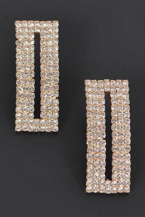 Rectangle Rhinestone Earrings