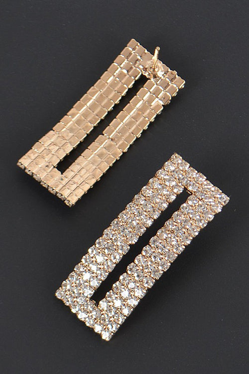 Rectangle Rhinestone Earrings