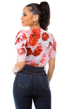 Floral Lover Bodysuit | White/Floral (Final Sale)