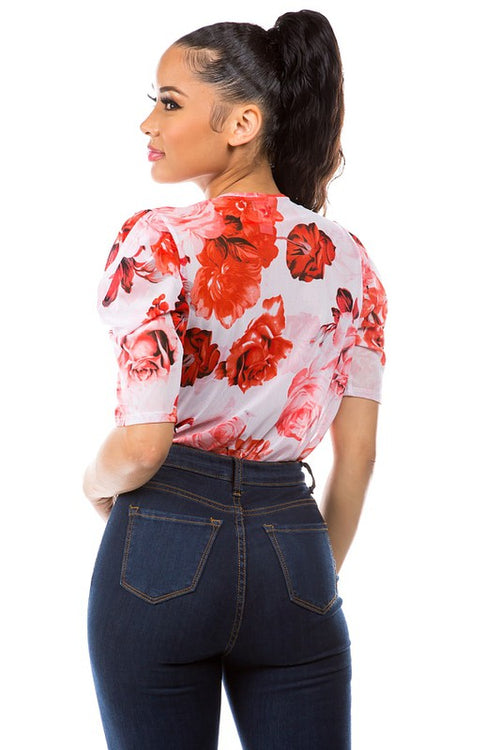 Floral Lover Bodysuit | White/Floral (Final Sale)