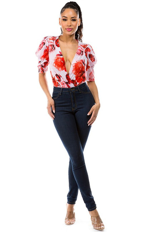 Floral Lover Bodysuit | White/Floral (Final Sale)