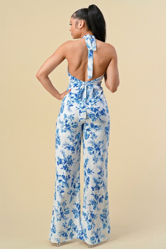 Special Holiday Jumpsuit (Ivory/Blue) (FINAL SALE)