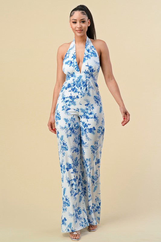 Special Holiday Jumpsuit (Ivory/Blue) (FINAL SALE)