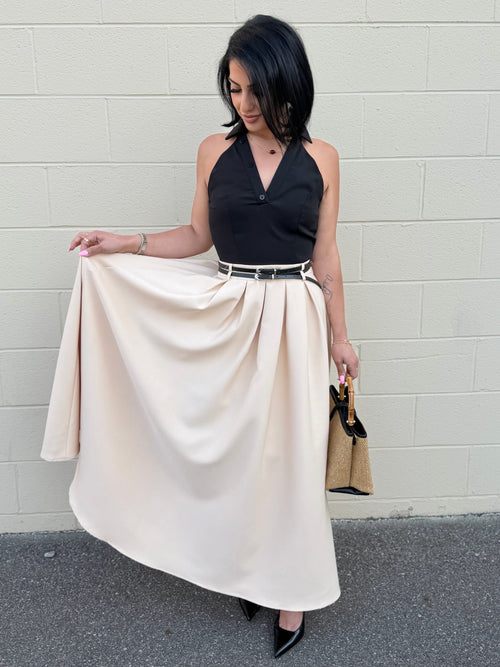 Madison Avenue Dress | Black/Champagne