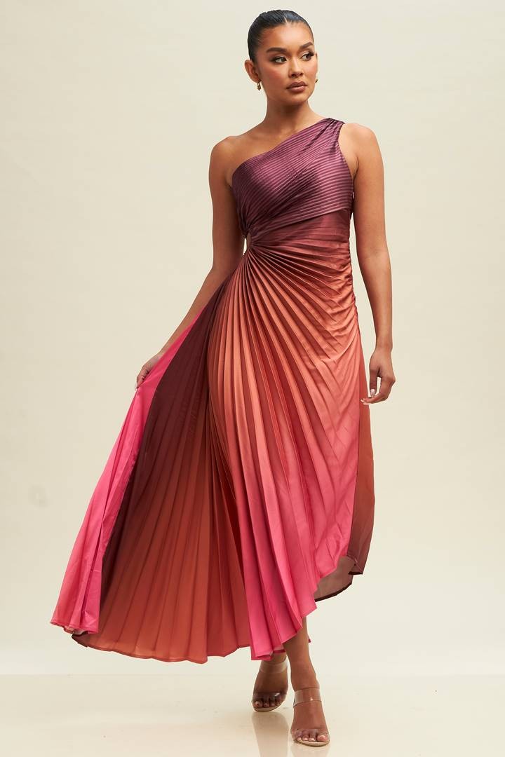 Ombre Enchantment Dress (Coral/Rust)