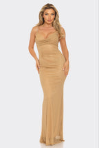 Queen Chantal Dress | Nude/Gold