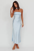 Satin Soiree Dress | Blue