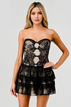 Twilight Lace Dress | Black/Nude