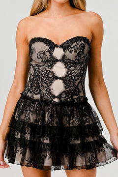 Twilight Lace Dress | Black/Nude