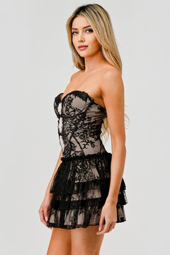 Twilight Lace Dress | Black/Nude