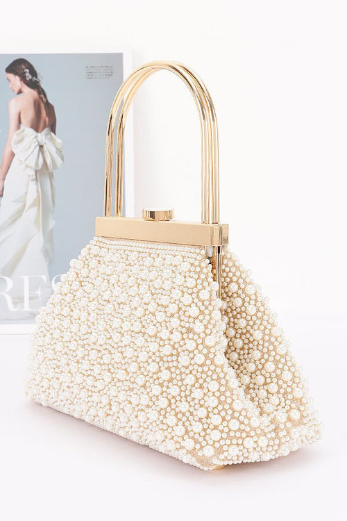 Luxe Pearl Clutch | Cream/Gold