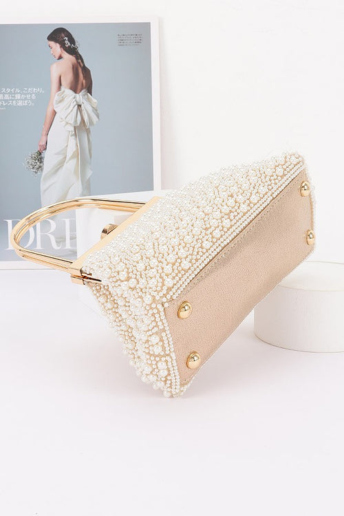 Luxe Pearl Clutch | Cream/Gold
