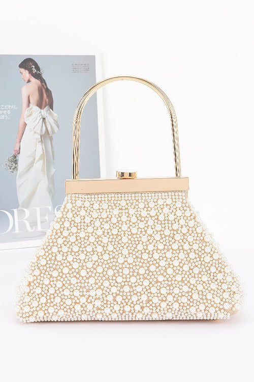 Luxe Pearl Clutch | Cream/Gold