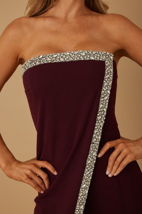 Highlight of the Night Jumpsuit | Wine