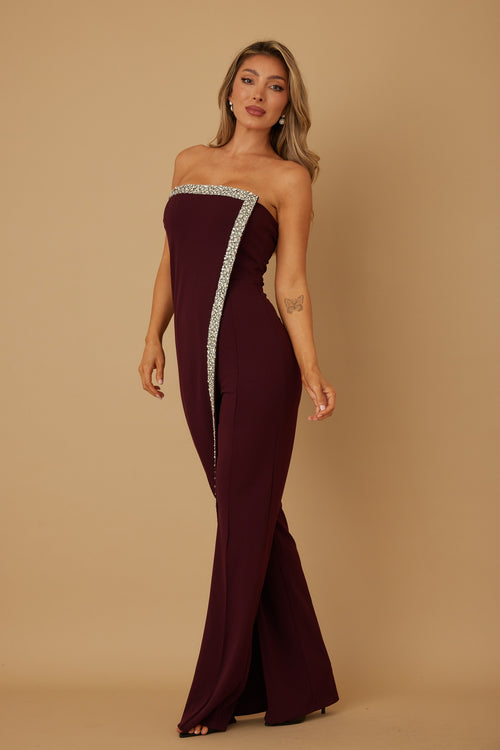 Highlight of the Night Jumpsuit | Wine