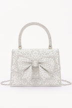 Pretty Bow Evening Clutch | Silver/White