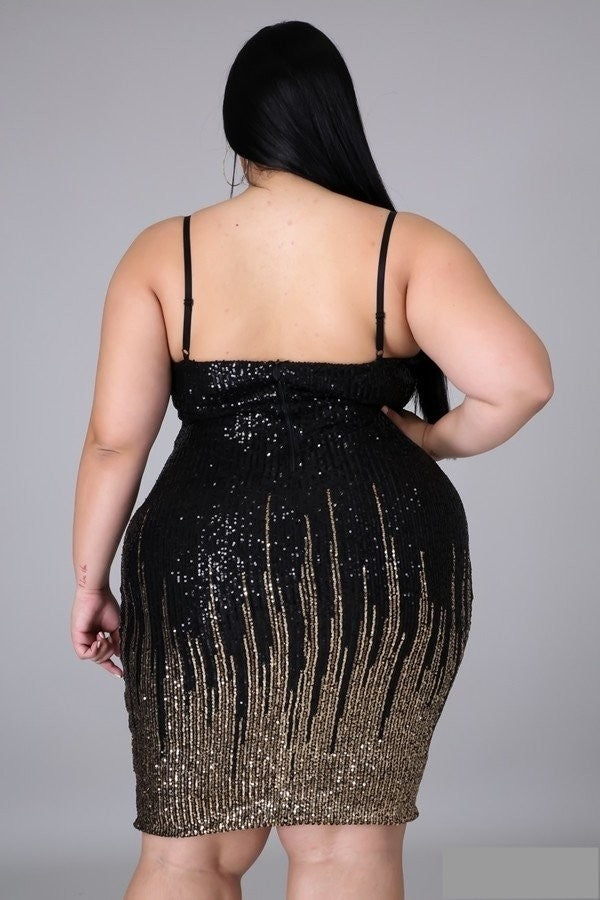 Sequin Siren Dress (Black/Gold)