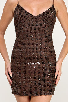 Sparkling Diva Dress | Brown