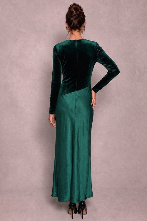 Satin Meets Velvet Dress | Hunter Green (FINAL SALE)