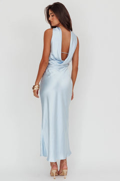 Satin Soiree Dress | Blue