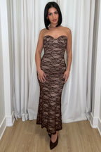 Forbidden Romance Dress | Brown/Nude