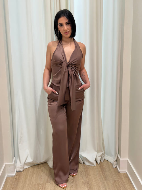 Manhattan Vibes Jumpsuit | Brown